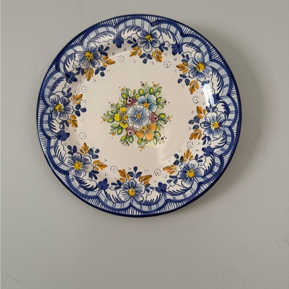 Hand painted Seville Floral Decorative Plate with Blue and Yellow Design… - Picture 2 of 5
